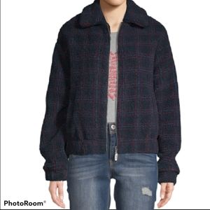 EV1 Teddy Plaid Printed Sherpa jacket